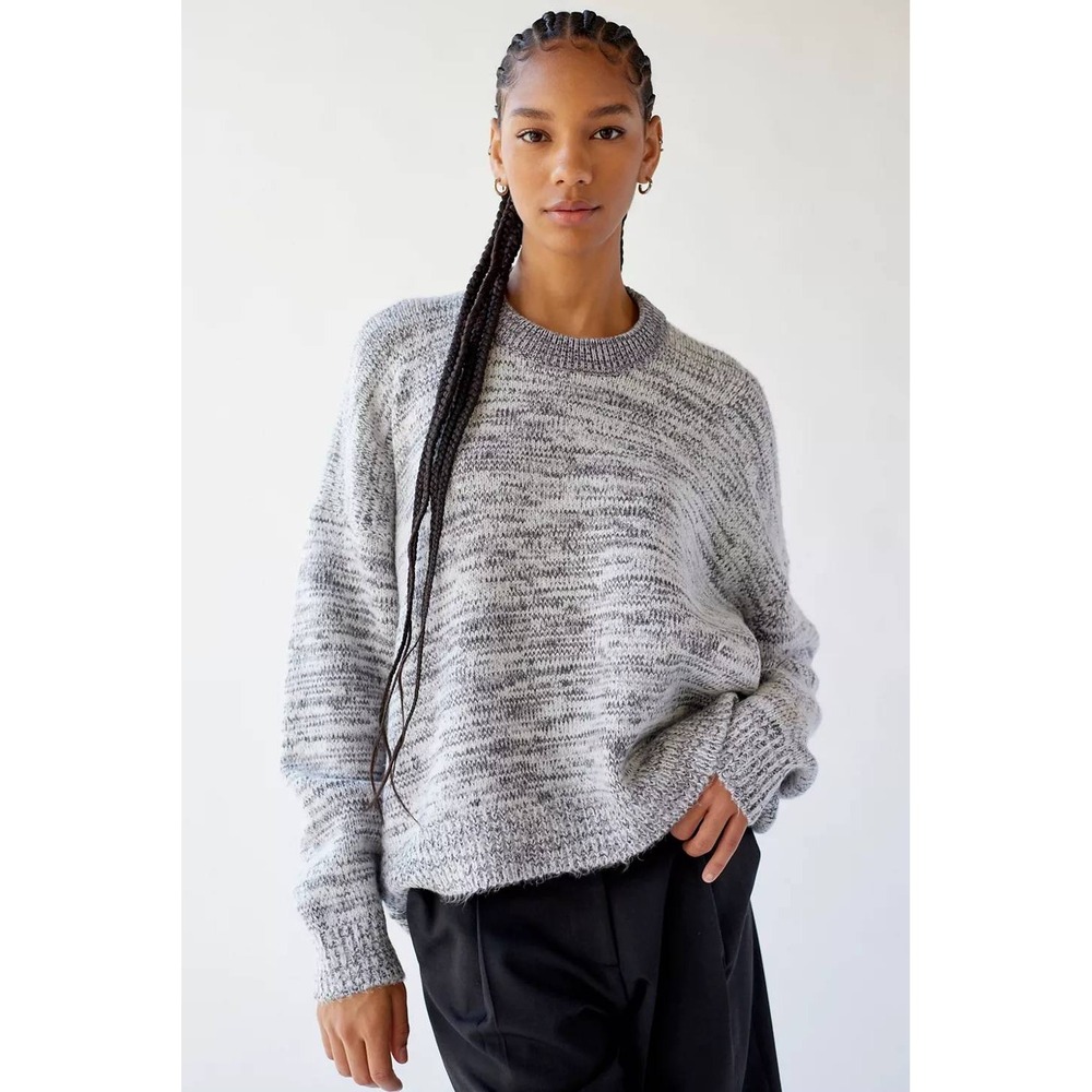 BDG Oversized Sweater Womens L-G Gray Space Dye Knit Crewneck
